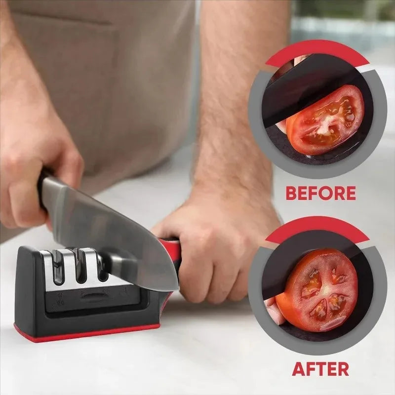 3-Slot Kitchen Knife Sharpener with Ergonomic Handle Knife Sharpener Axl