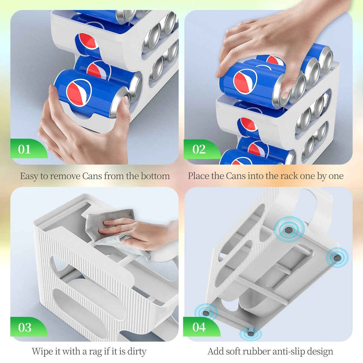 Automatic Rolling Fridge Can Organizer – Space-Saving Dispenser Fridge Can Organizer Axl