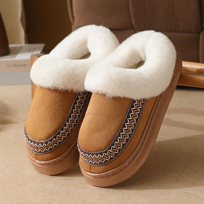 Winter Plush Slip-On Slippers – Warm Indoor Outdoor House Shoes Winter Plush Slippers Axl Brown 42-43