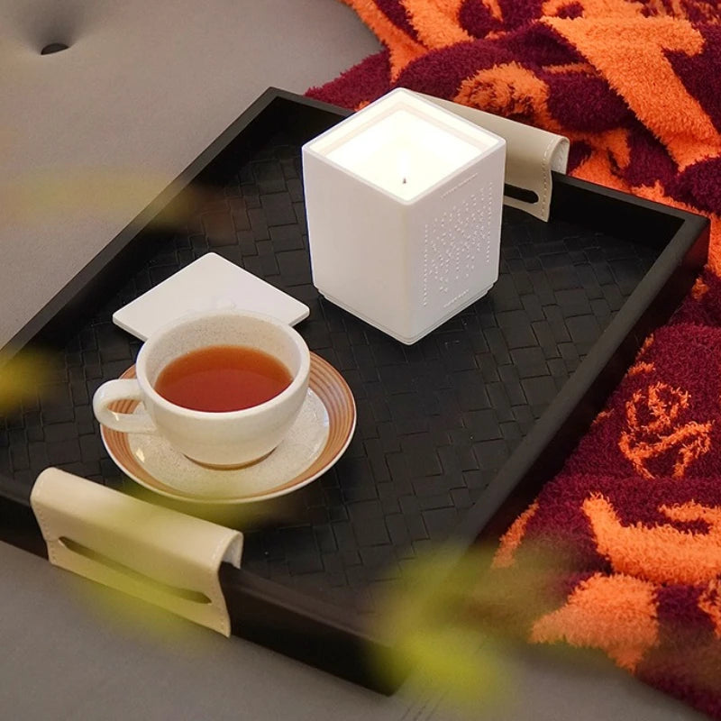 Modern Wooden Storage Tray – Decorative Wood & Leather Organizer Decorative Storage Tray Axl