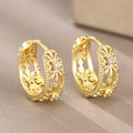 Huitan Cubic Zirconia Hollow Hoop Earrings – Silver & Gold Hoop Earrings Axl E4486