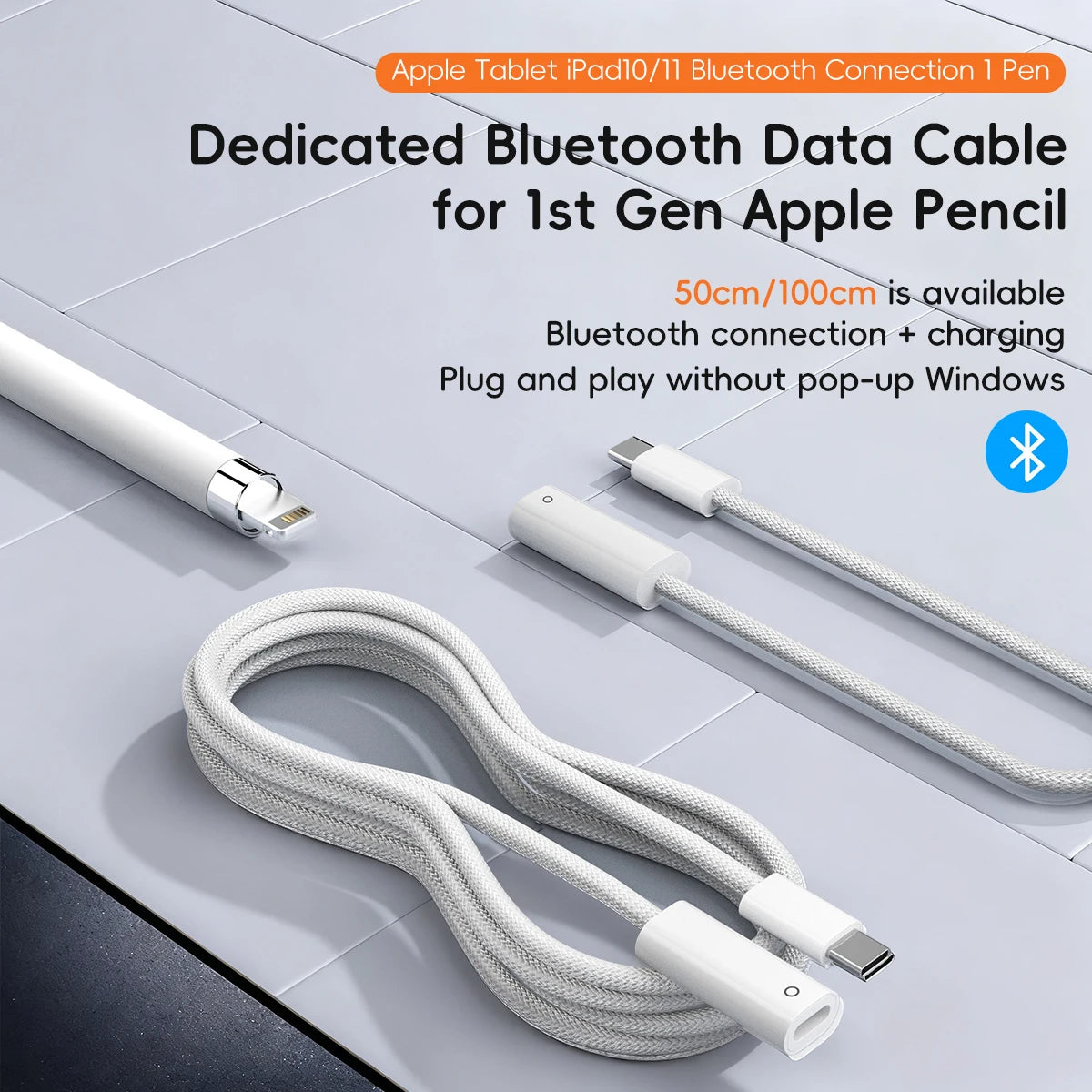 Apple Pencil 1 Charging Cable – USB-C to Lightning Adapter Charging Adapter Cable Axl