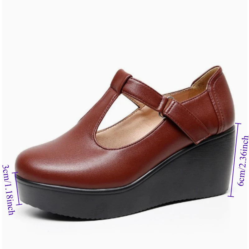 Women's Vintage Mary Jane Wedge Sandals | Plus Size 32–43 Wedge Sandals Axl dark brown 41