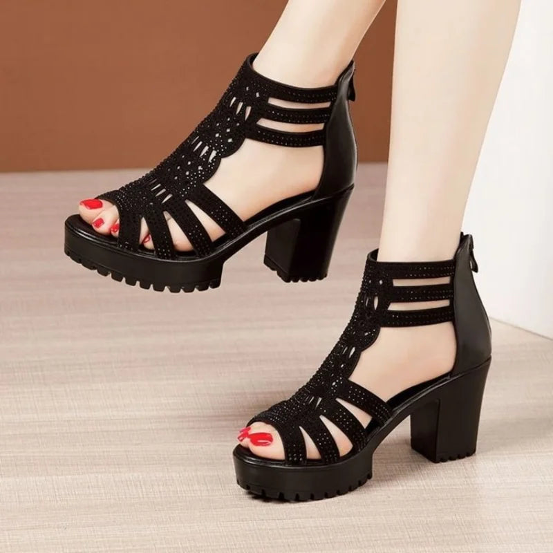 Women's Open Toe Wedge Sandals – Hollow Out Low Heel Wedge Sandals Axl