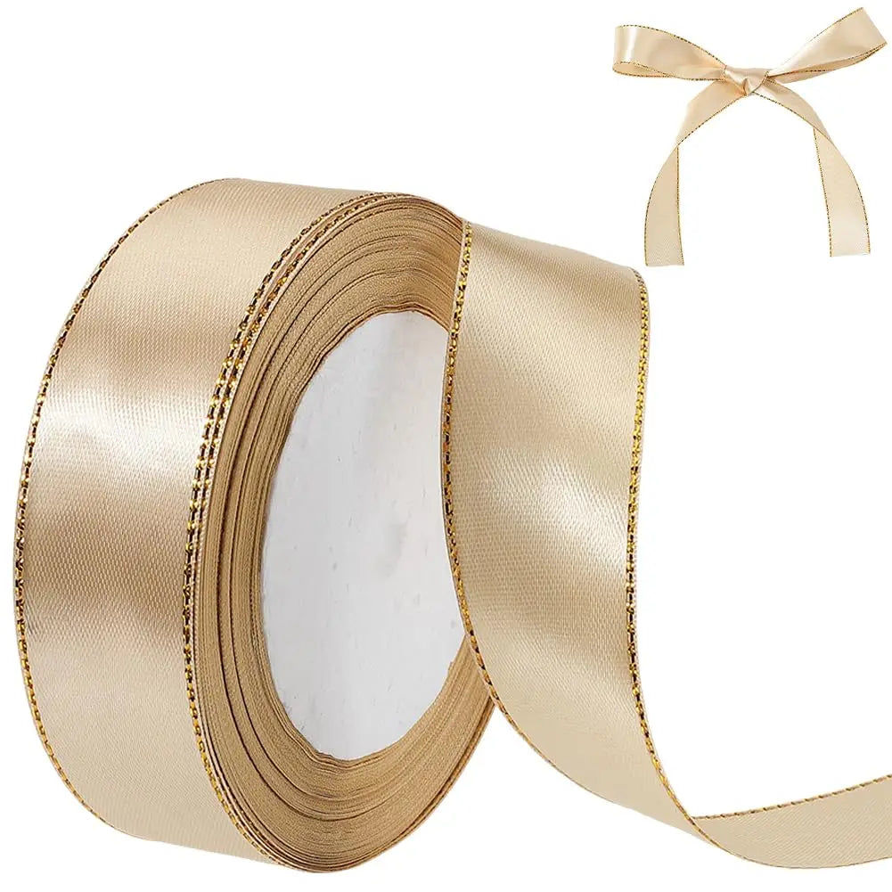 Black & Gold Edge Polyester Ribbon 1 Inch – 24 Yards/Roll Decorative Craft Ribbon Axl AECH04-17793