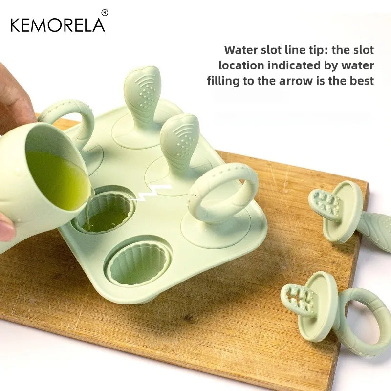 KEMORELA 6-Cavity Baby Popsicle Silicone Mold | Homemade Ice Pops Popsicle Mold Axl