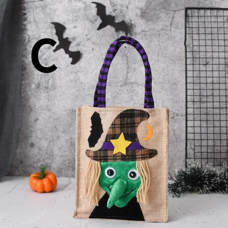 Halloween Candy Bag – Pumpkin Ghost Trick or Treat Linen Tote Halloween Candy Bag Axl Other 26x15cm Witch