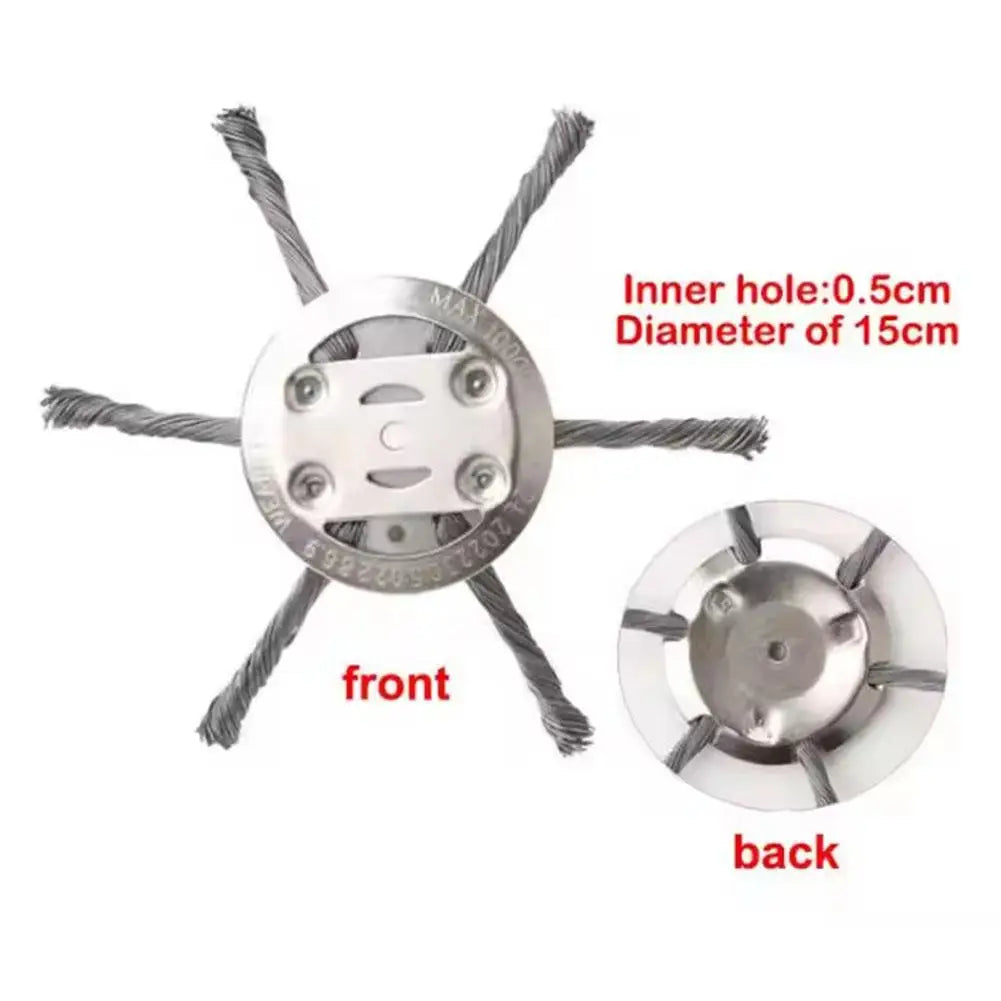 Steel Wire Wheel Grass Trimmer Head – 6" Weeding Brush Trimmer Head Brush Axl