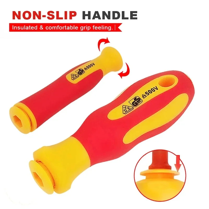 VDE 500V Insulated Screwdriver Kit – 10Pc Magnetic Blades & Case Insulated Screwdriver Kit Axl