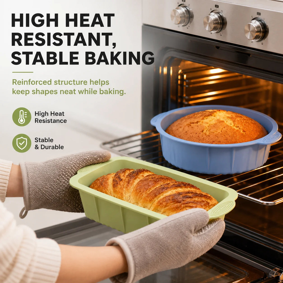 2-Pack Silicone Cake & Loaf Pan Set – Non-Stick Bakeware Silicone Bakeware Set Axl