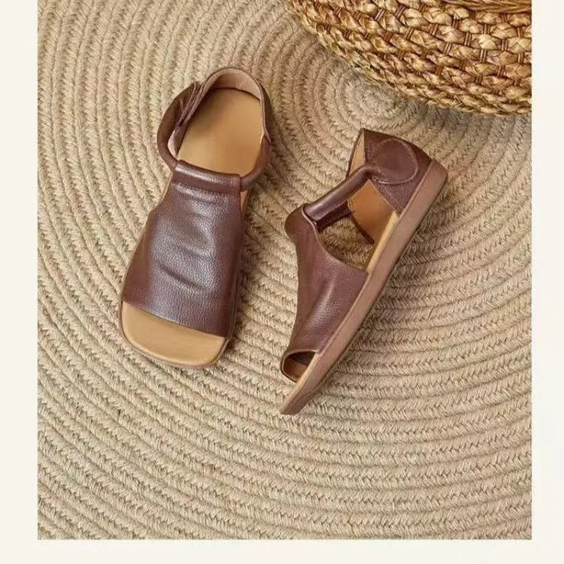 Women's Retro Flat Sandals – Open Toe T-Strap Vintage Style Flat Sandals Axl