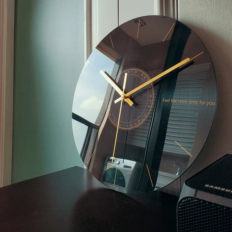 Luxury Silent Glass Wall Clock – Modern Quartz Home Decor Silent Wall Clock Axl BL07 14 inch