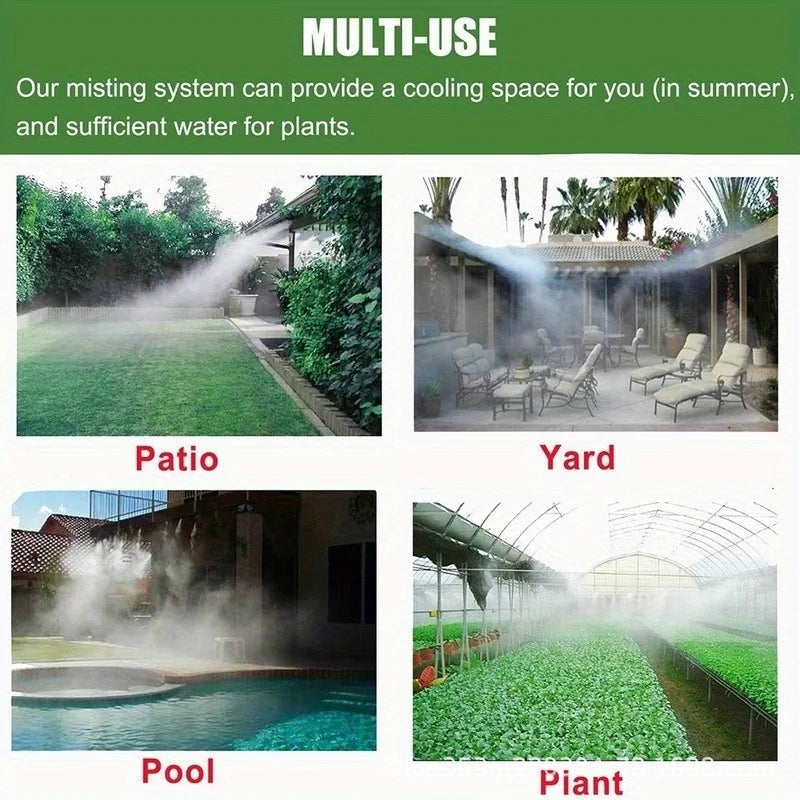 Outdoor Misting Cooling System Kit 10/15/20M – Garden Sprayer Garden Misting Kit Axl