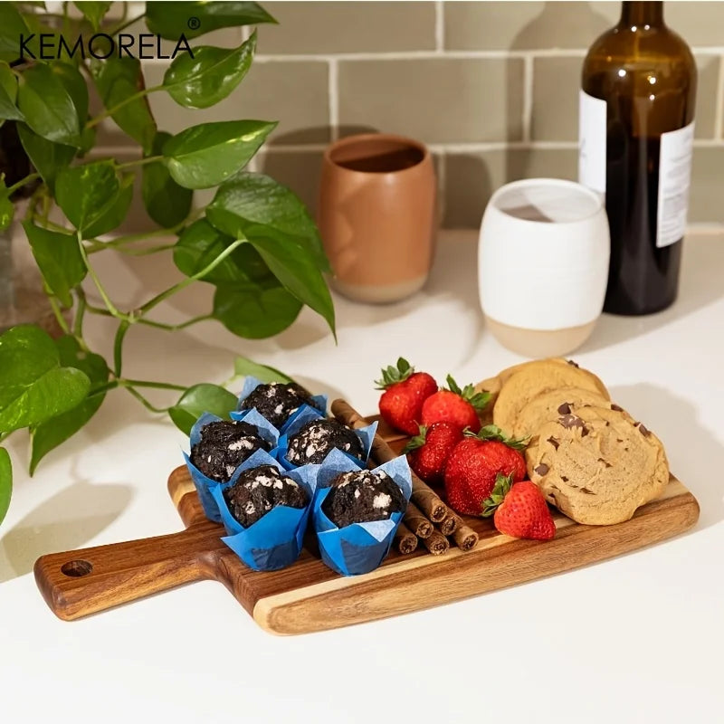 Acacia Wood Cutting Board with Handle | Meat, Cheese & Charcuterie Wood Cutting Board Axl