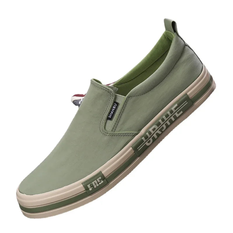 Men's Canvas Slip-On Sneakers – Vulcanized Casual Flat Shoes Canvas Slip-On Sneakers Axl