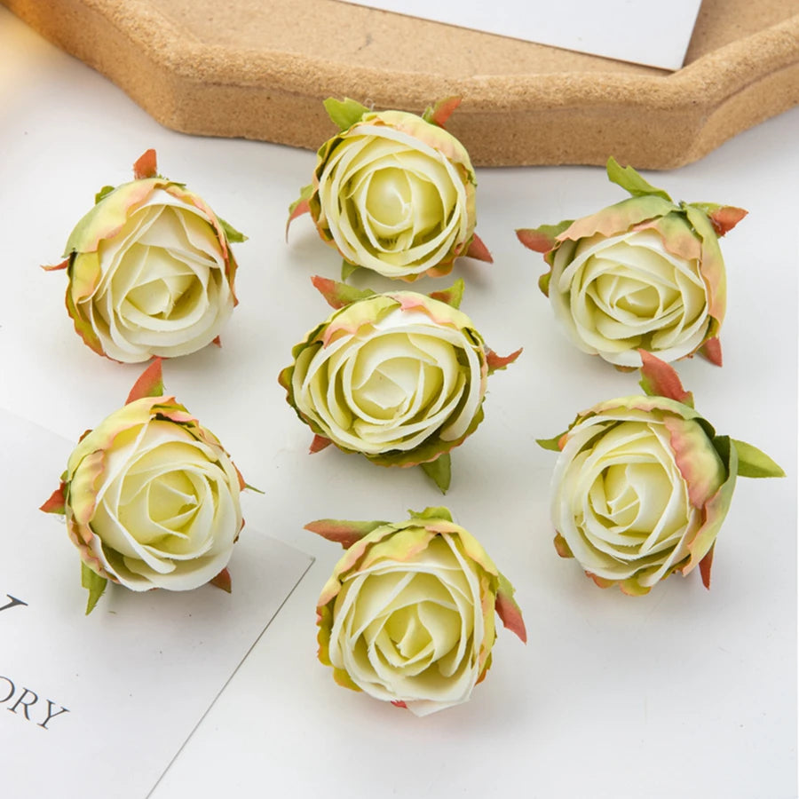 Silk Artificial Rose Heads 10/20 Pcs – Wedding & Home Decor Artificial Silk Flowers Axl light green 20 pcs