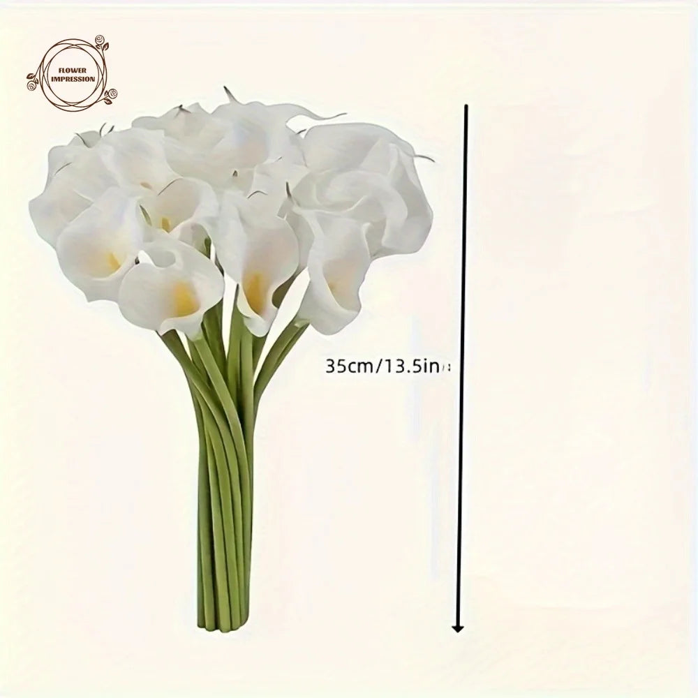 13pc PU Real Touch Artificial Calla Lily Bouquet – Wedding Decor Artificial Flower Bouquet Axl