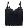 Mesh Floral Lace Crop Camisole Top with Pads | Women's Summer Vest Lace Crop Camisole Axl Black S