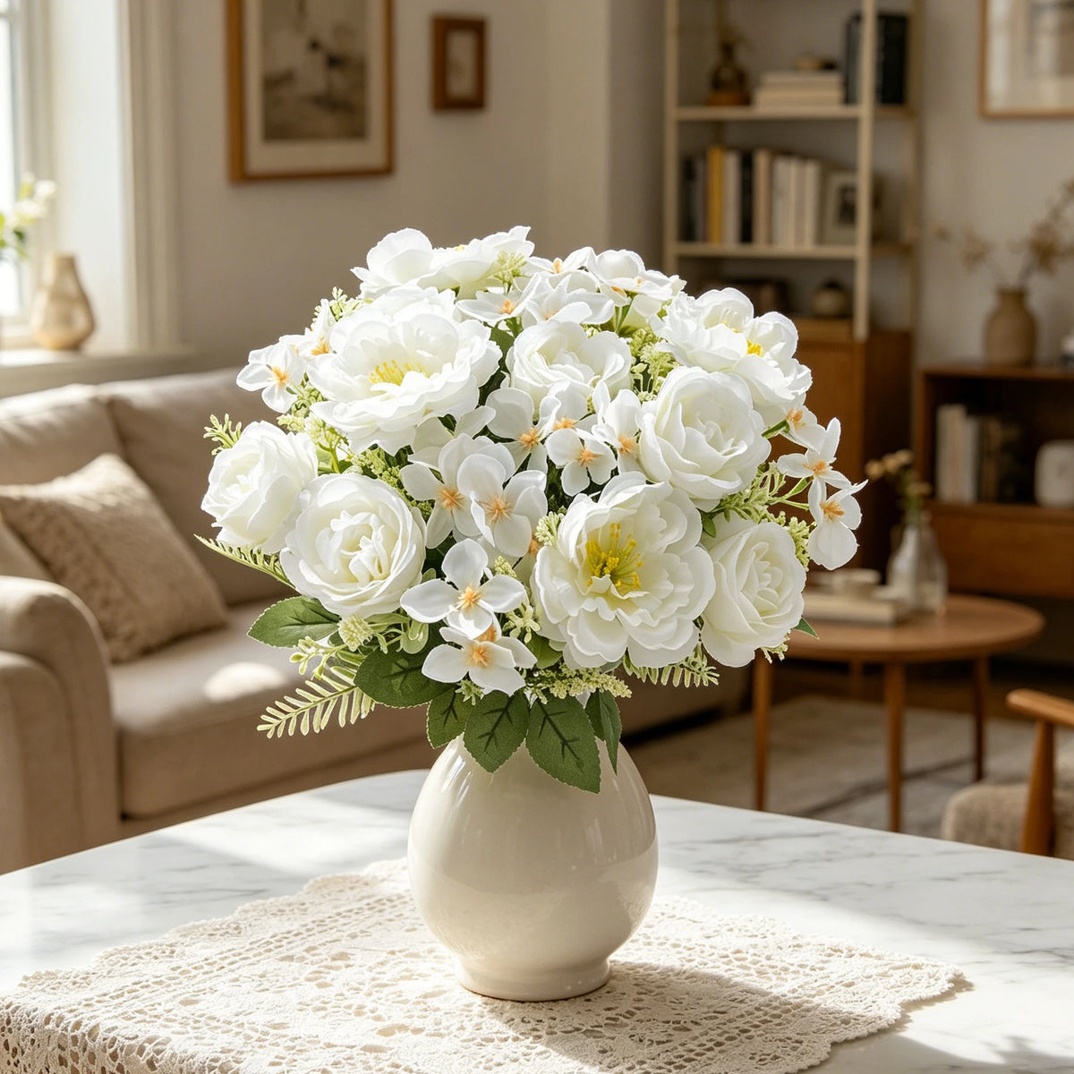 Artificial Silk Peony & Hydrangea Bouquet | Wedding & Home Decor Artificial Flower Bouquet Axl