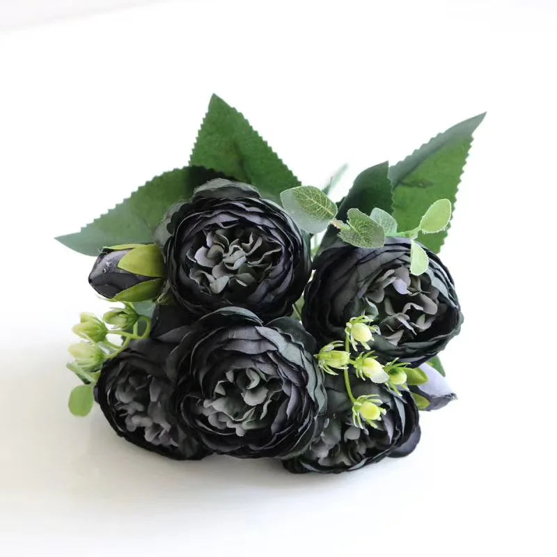 Silk Peony Bouquet – Artificial Flowers for Wedding & Home Decor Artificial Flower Bouquet Axl black