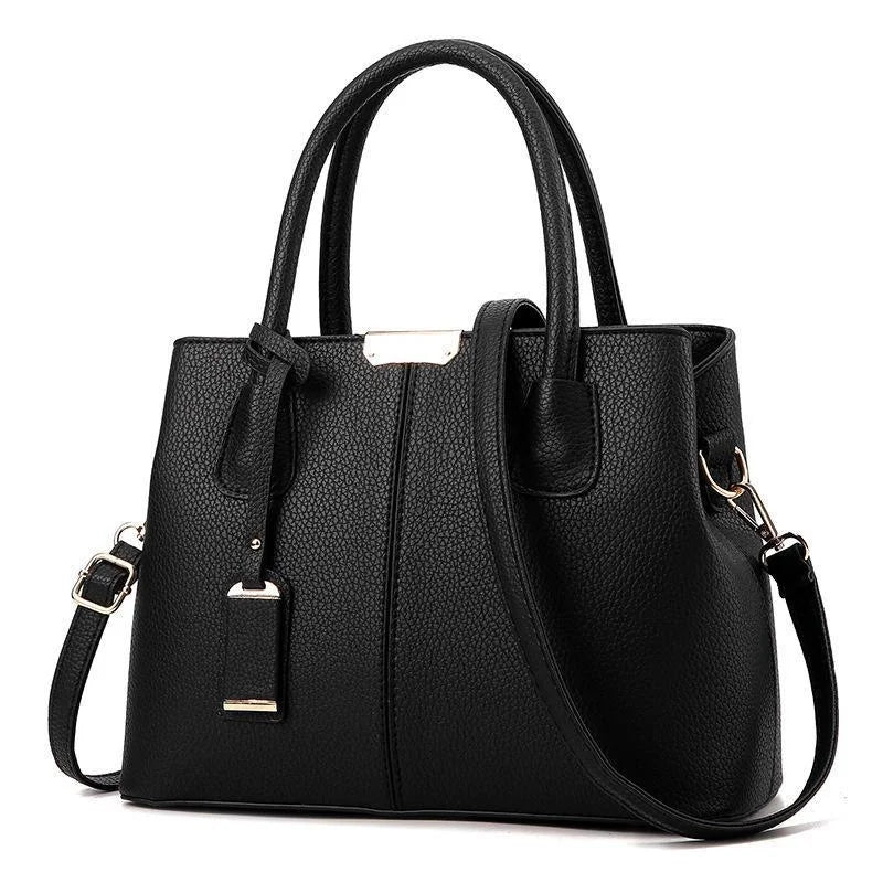 Women's Large PU Leather Tote Bag – Luxury Shoulder Handbag Leather Tote Handbag Axl Black
