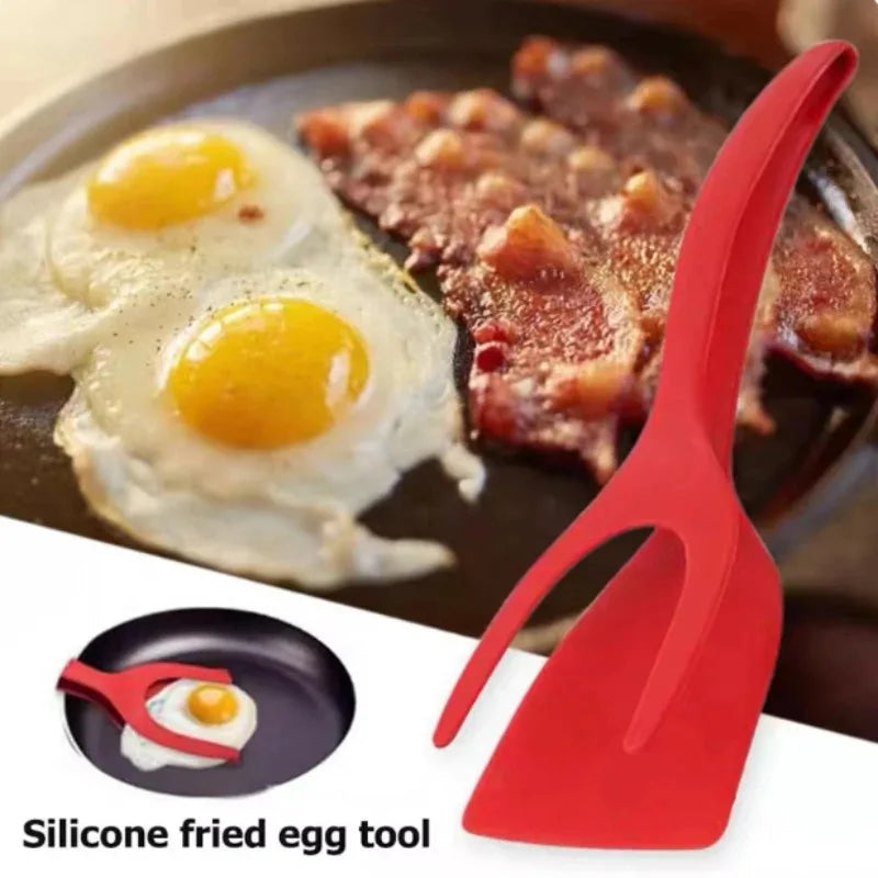 2-in-1 Grip & Flip Spatula Tongs – Nylon Non-Stick Turner Kitchen Spatula Tongs Axl