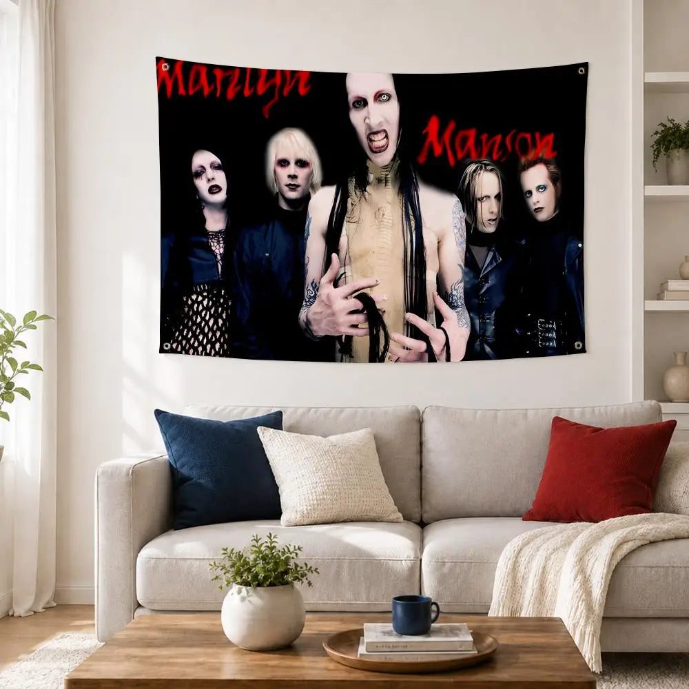 Marilyn Manson Flag – Wall Banner for Bedroom & Concert Decor Wall Art Banner Axl