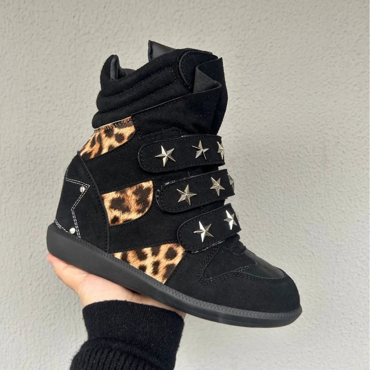 Women's Genuine Leather Leopard Ankle Boots | Wedge Platform Wedge Ankle Boots Axl leopard print 45