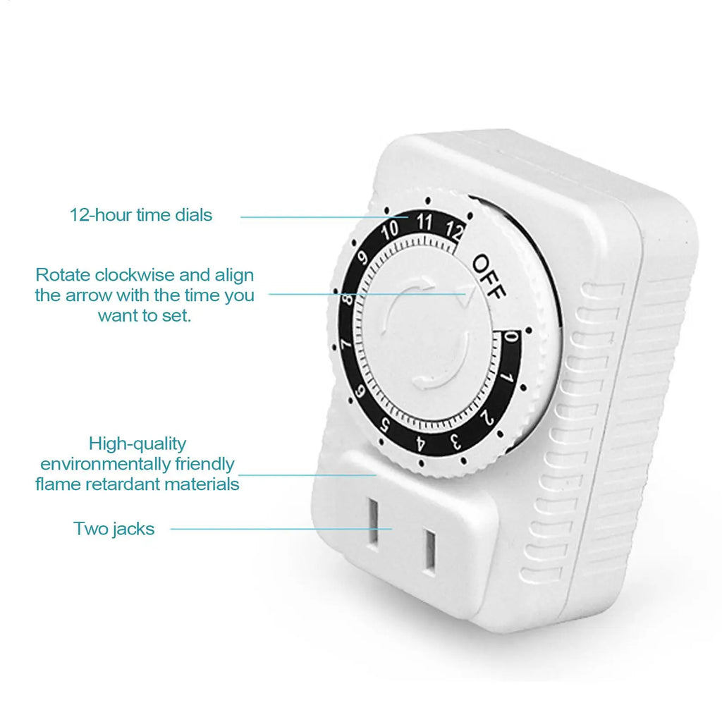 12-Hour Mechanical Timer Outlet – US Plug Cyclic Timing Socket Mechanical Timer Socket Axl