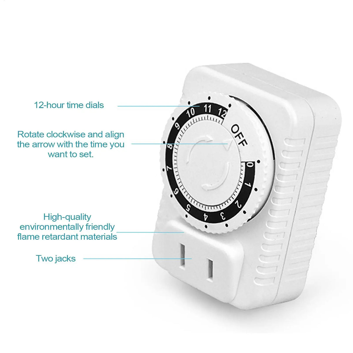12-Hour Mechanical Timer Outlet – US Plug Cyclic Timing Socket Mechanical Timer Socket Axl