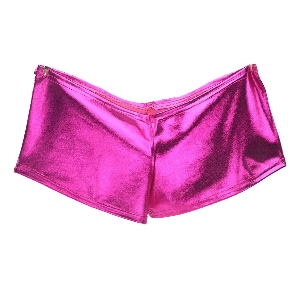 Women's PVC Leather-Look Boxer Briefs | Sexy Dance Underwear Women's Boxer Briefs Axl rose red One Size