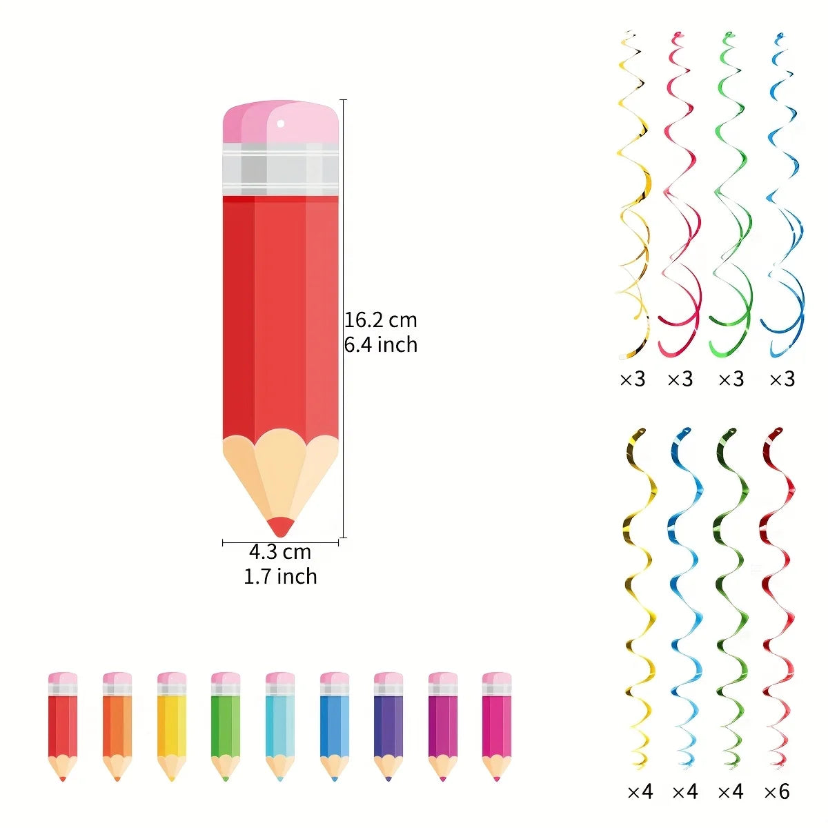 48-Piece Back to School Hanging Swirl Decorations | Party Décor Party Hanging Decorations Axl