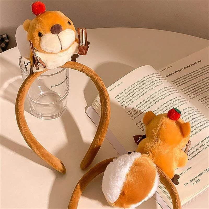 Funny Plush Squirrel Headband – Cute Hair Hoop for Women Novelty Hair Headband Axl