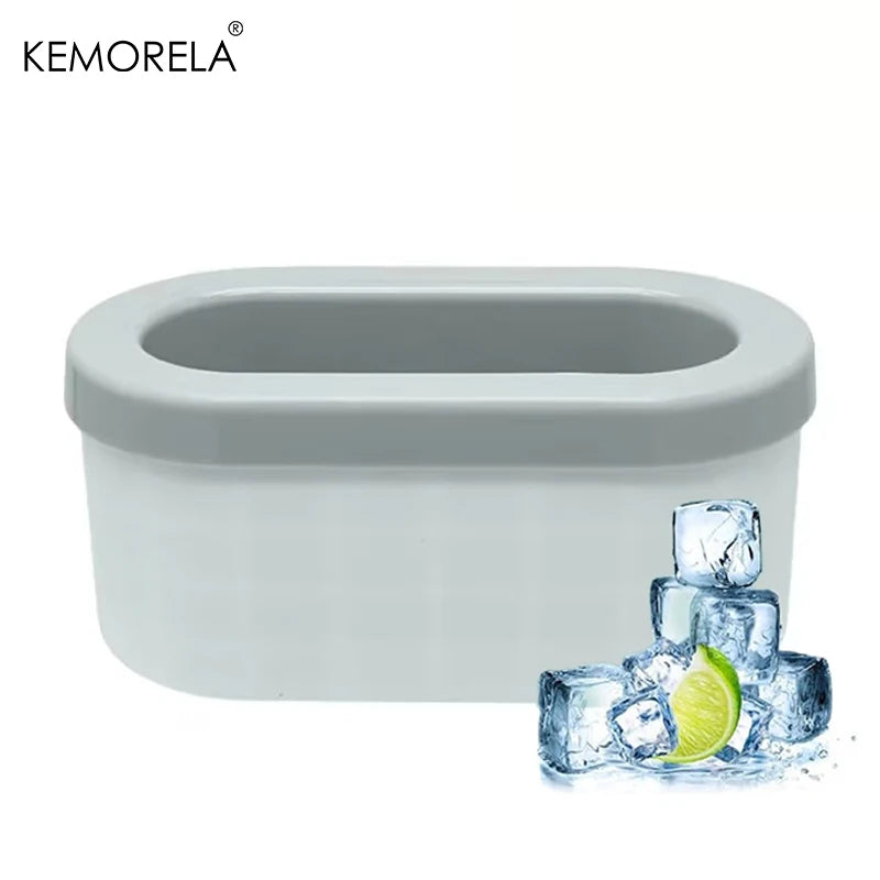 KEMORELA Silicone Ice Cube Mould with Oval Bucket & Storage Box Silicone Ice Mould Axl Grey
