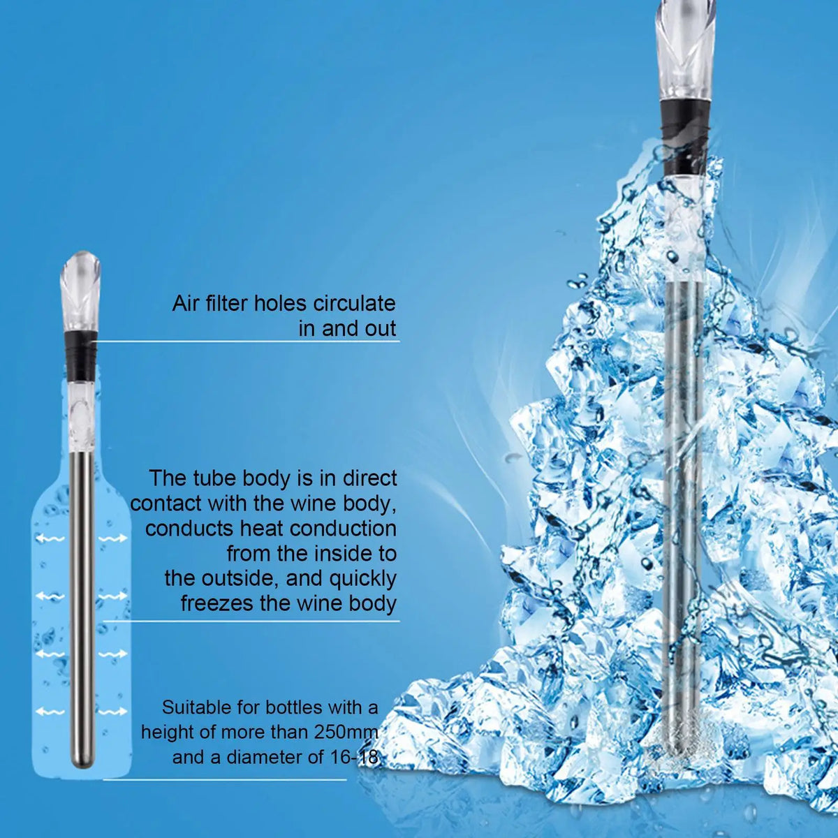 Wine Chiller Stick – Stainless Steel Aerator & Pourer Wine Chiller Stick Axl
