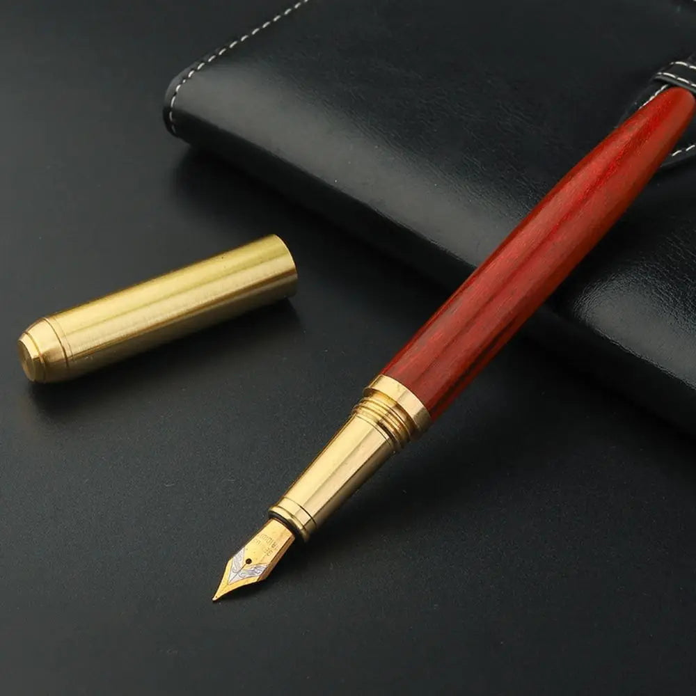 Wood & Brass Fountain Pen – 0.7mm Calligraphy Signature Pen Fountain Pen Axl A