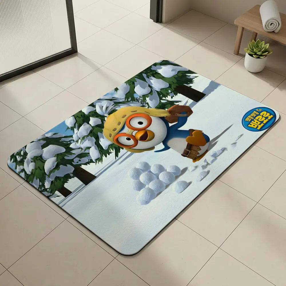 Pororo Penguin Diatomite Bath Mat – Quick Dry & Non-Slip Diatomite Bath Mat Axl White5 40x60cm