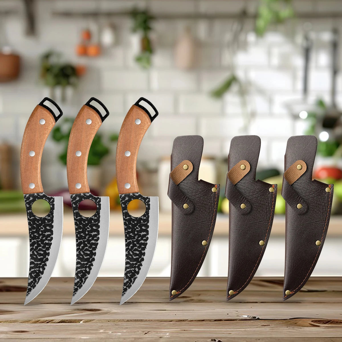 SHENJIU Hand Forged Boning Knife – Full Tang Stainless Steel Boning Knife Axl 3pcs C