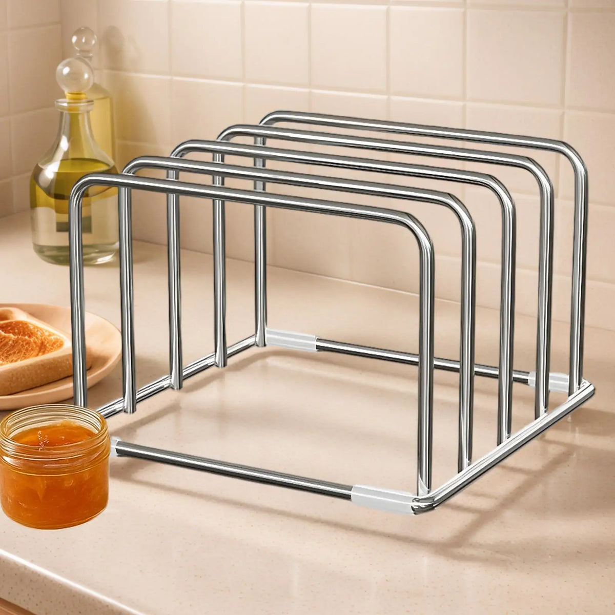 Stainless Steel Cutting Board Holder Stand | Space-Saving Kitchen Board Organizer Axl