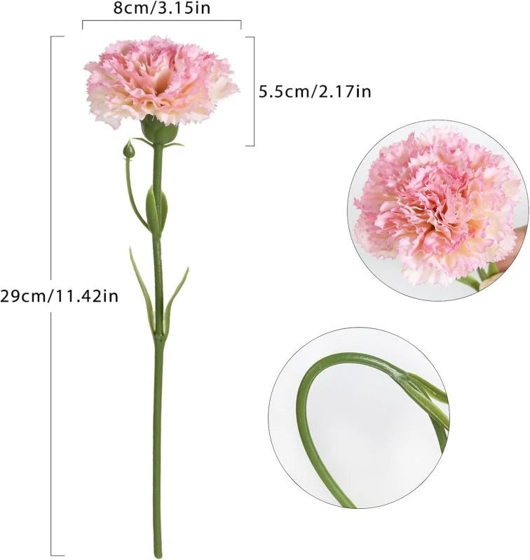 Silk Carnation Artificial Flowers 4/8 Pcs – Wedding & Home Décor Artificial Silk Flowers Axl Pink 4 pcs