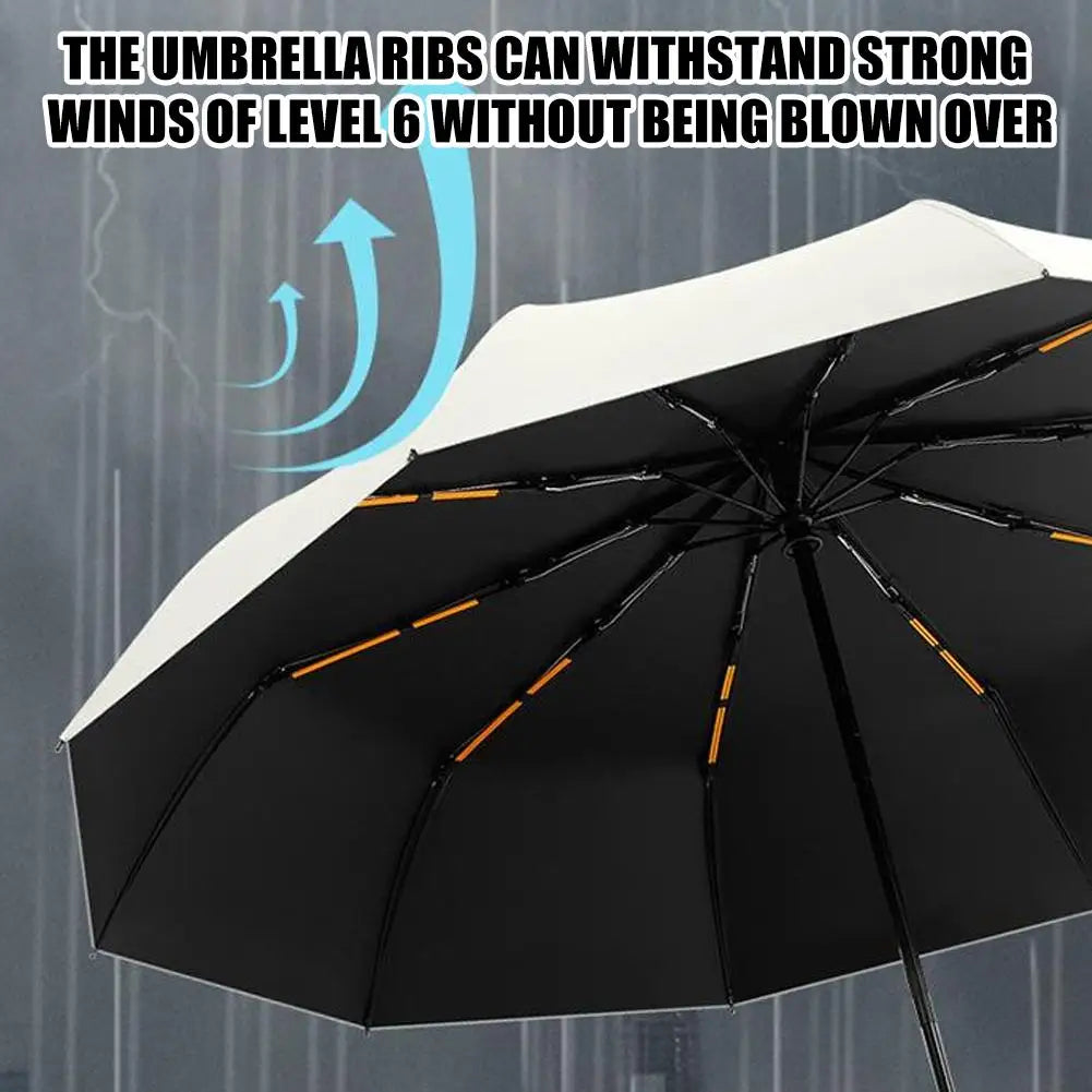 10-Rib Auto Compact Folding Umbrella – UPF 50+ Sun & Rain Shield Compact Folding Umbrella Axl
