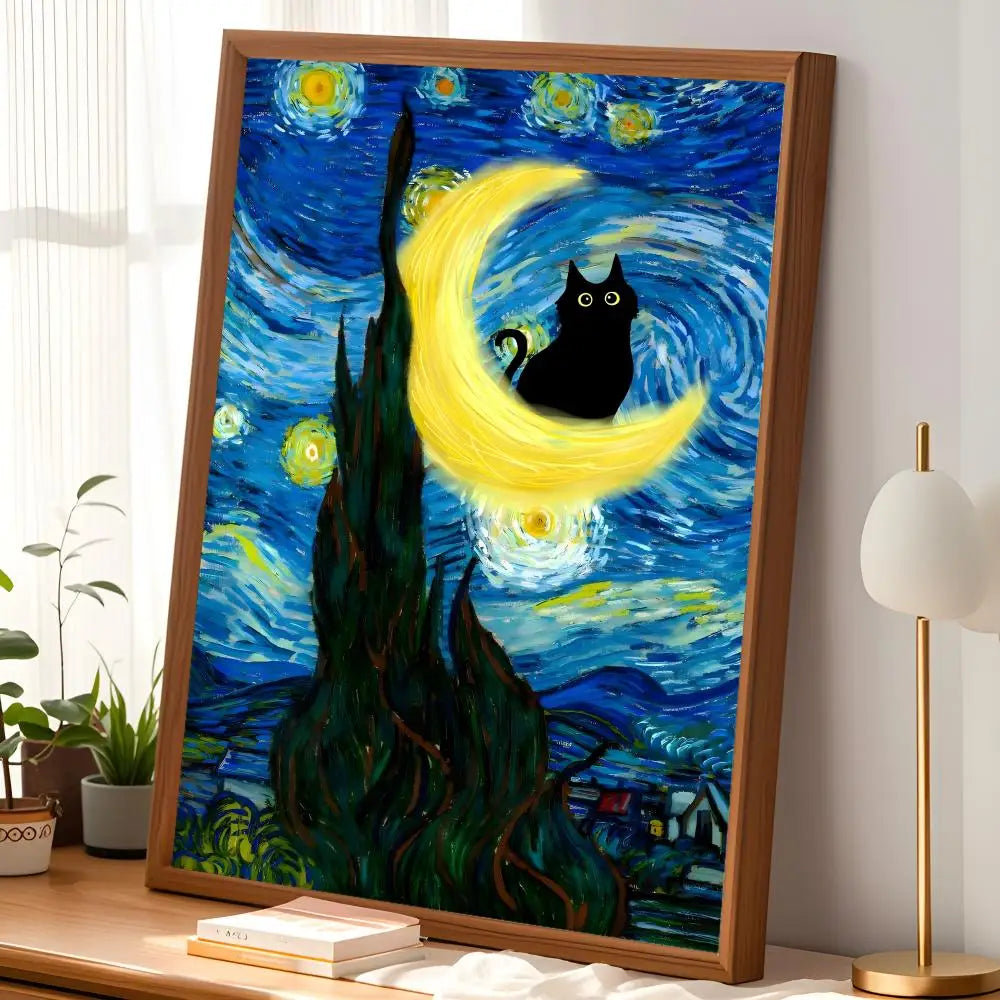 Artistic Cat Wall Art Poster – Self-Stick HD PVC Waterproof Wall Art Poster Axl