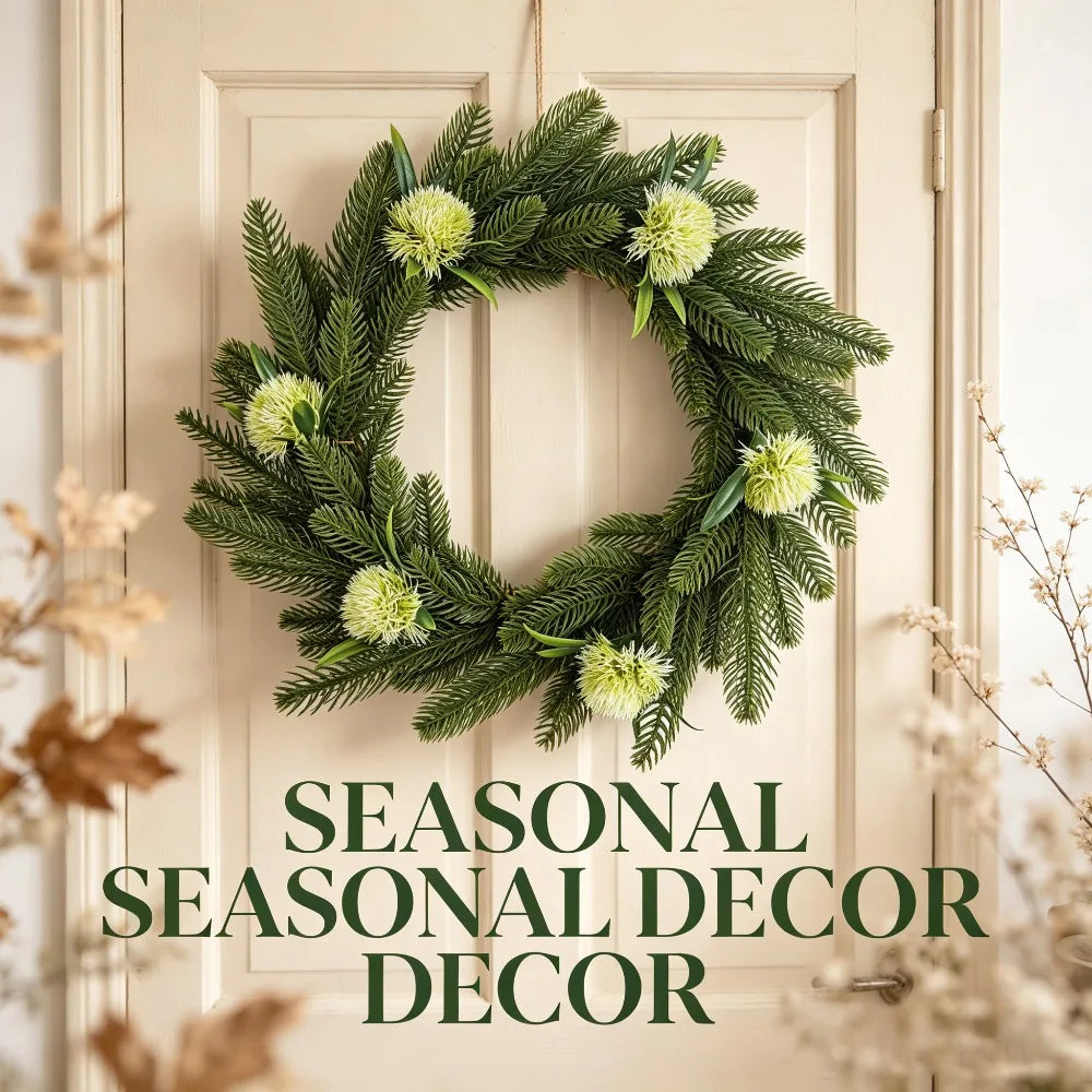 Artificial Eucalyptus Boxwood Wreath with Berries | Front Door Decorative Wreath Axl