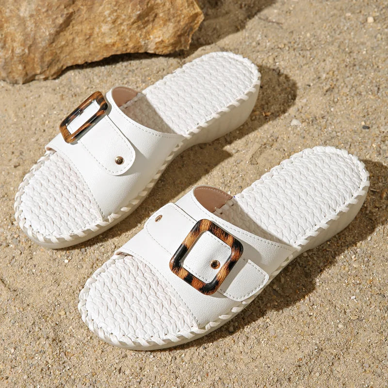 UXST Women's Platform Sandals – Adjustable Buckle Summer Slippers Platform Sandals Axl WHITE 36