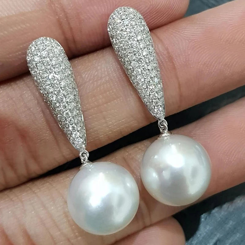 Huitan Waterdrop Pearl Dangle Earrings – Elegant Women's Jewelry Pearl Drop Earrings Axl E5035