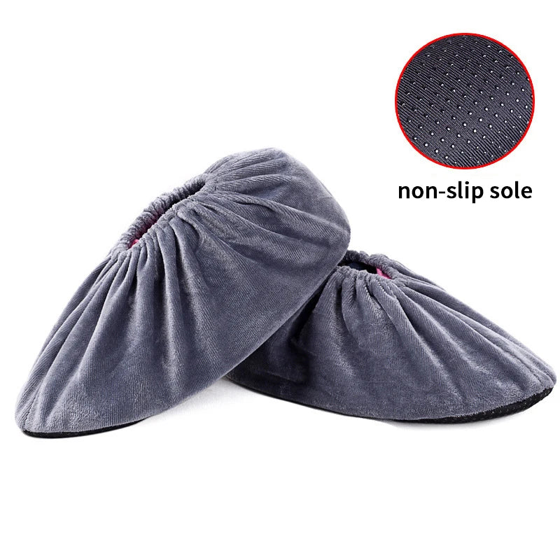 Reusable Thicken Plush Shoe Covers – Anti-Slip Indoor Foot Covers Plush Shoe Covers Axl A002