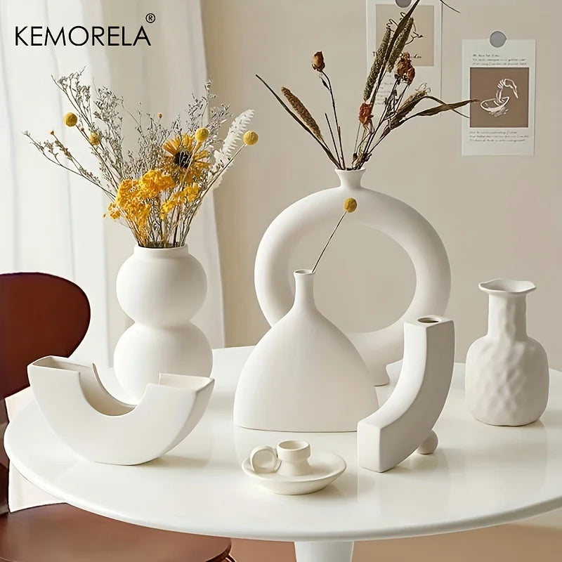 Nordic Ceramic Donut Vase – Hollow Flower Pot Home Decor Decorative Ceramic Vase Axl