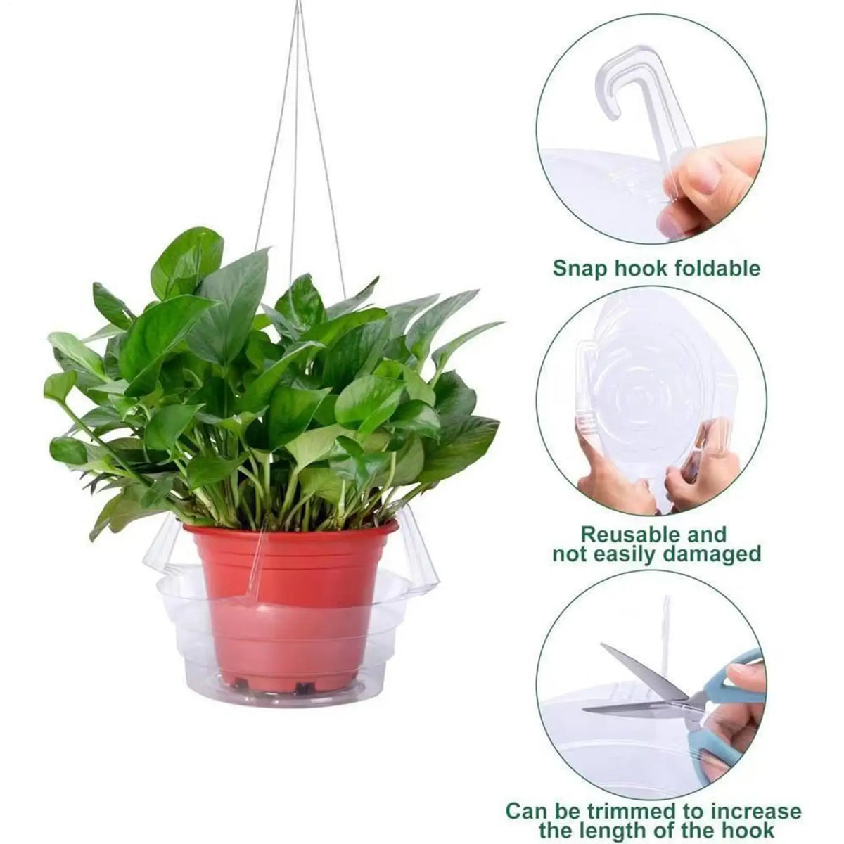 Transparent Hanging Planter Drip Tray with Hook – 3 Sizes Plant Drip Tray Axl