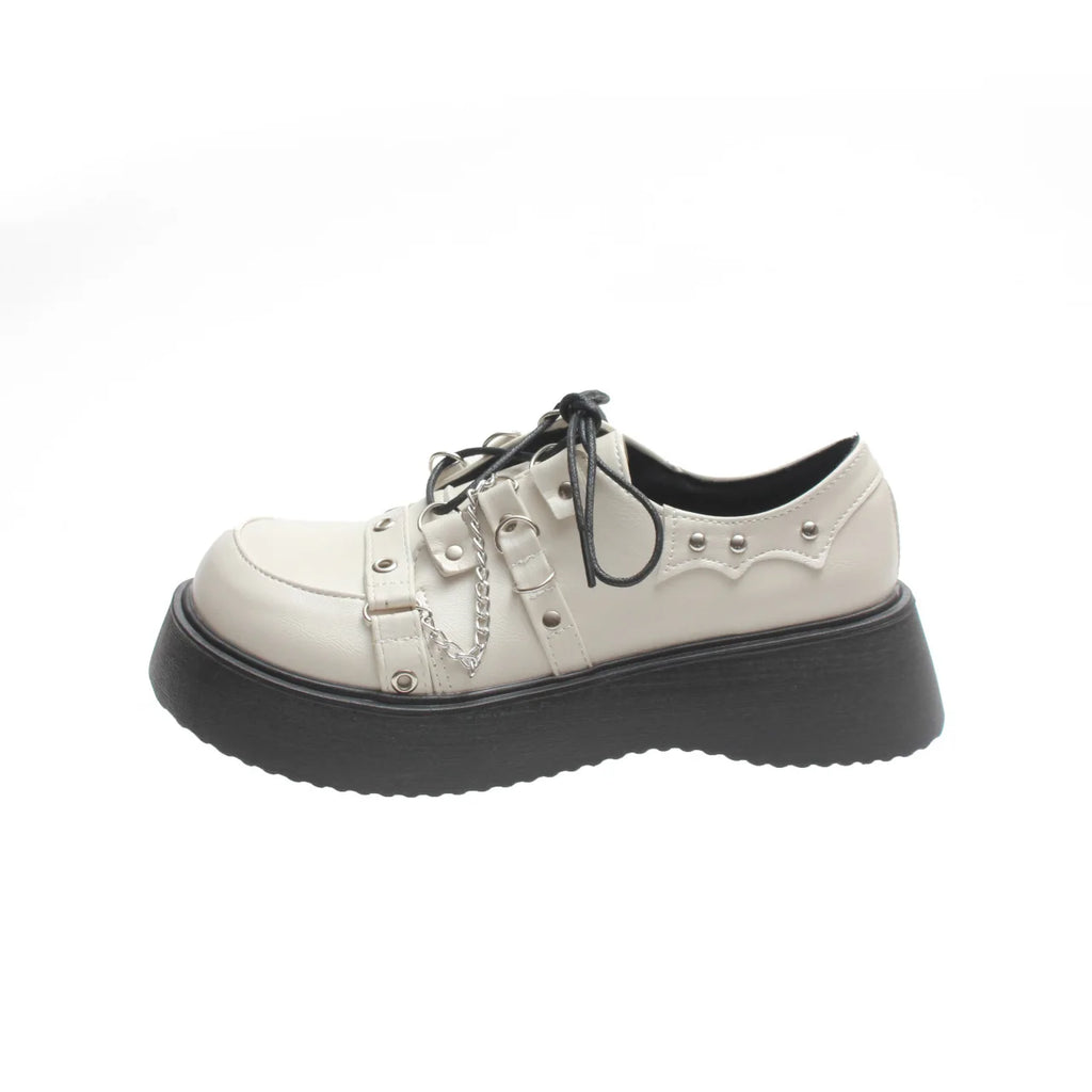 Japanese Lolita Chunky Platform Mary Jane Shoes 5CM Wedge Platform Mary Janes Axl Creamy-white 39