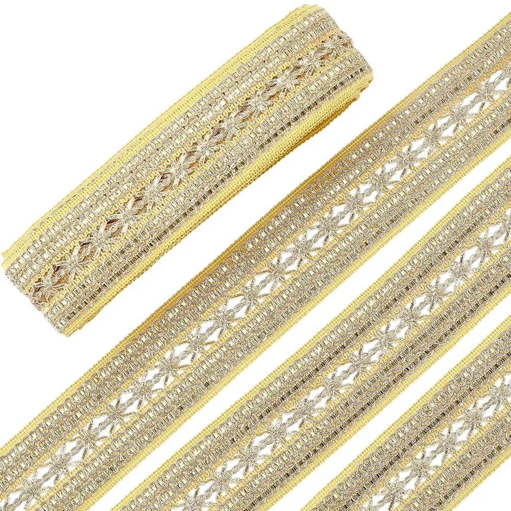 10 Yards Gold Jacquard Ethnic Ribbon Trim – 2 Inch Polyester Jacquard Ribbon Trim Axl AECH04-17459